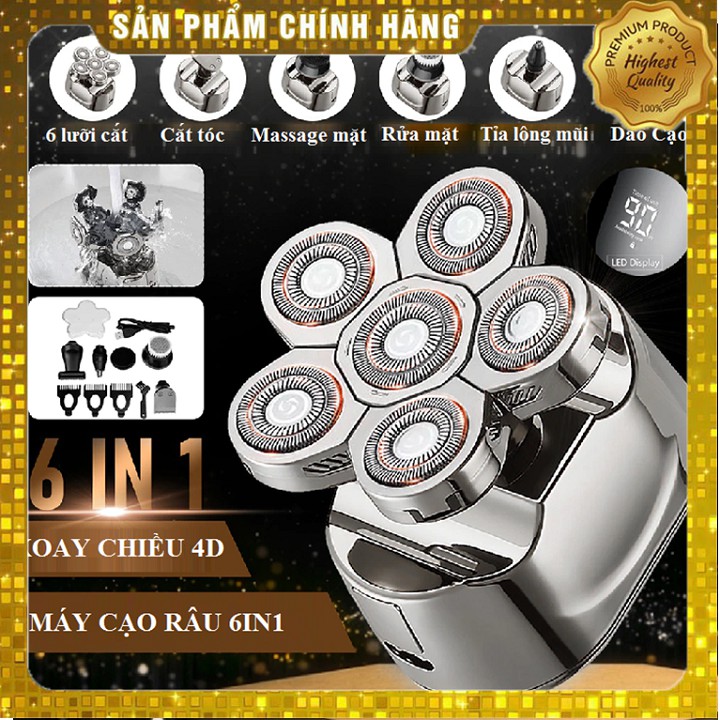 Máy cạo râu điện màn hình led 6 lưỡi 6in1 LK 8820 dao cạo râu đa năng pin sạc xịn sò cao cấp dành cho nam giới