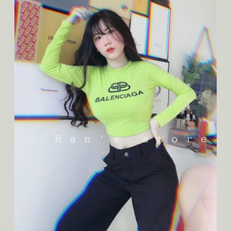 Áo croptop tay dài ôm body BALENCIAGA