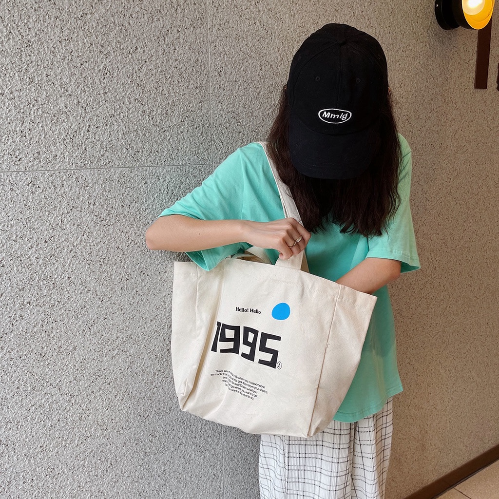 Túi Đeo Một Bên Vai Bằng Vải canvas Phong Cách Hàn Quốc Mới Dành Cho Nữ Sinh Năm 2021