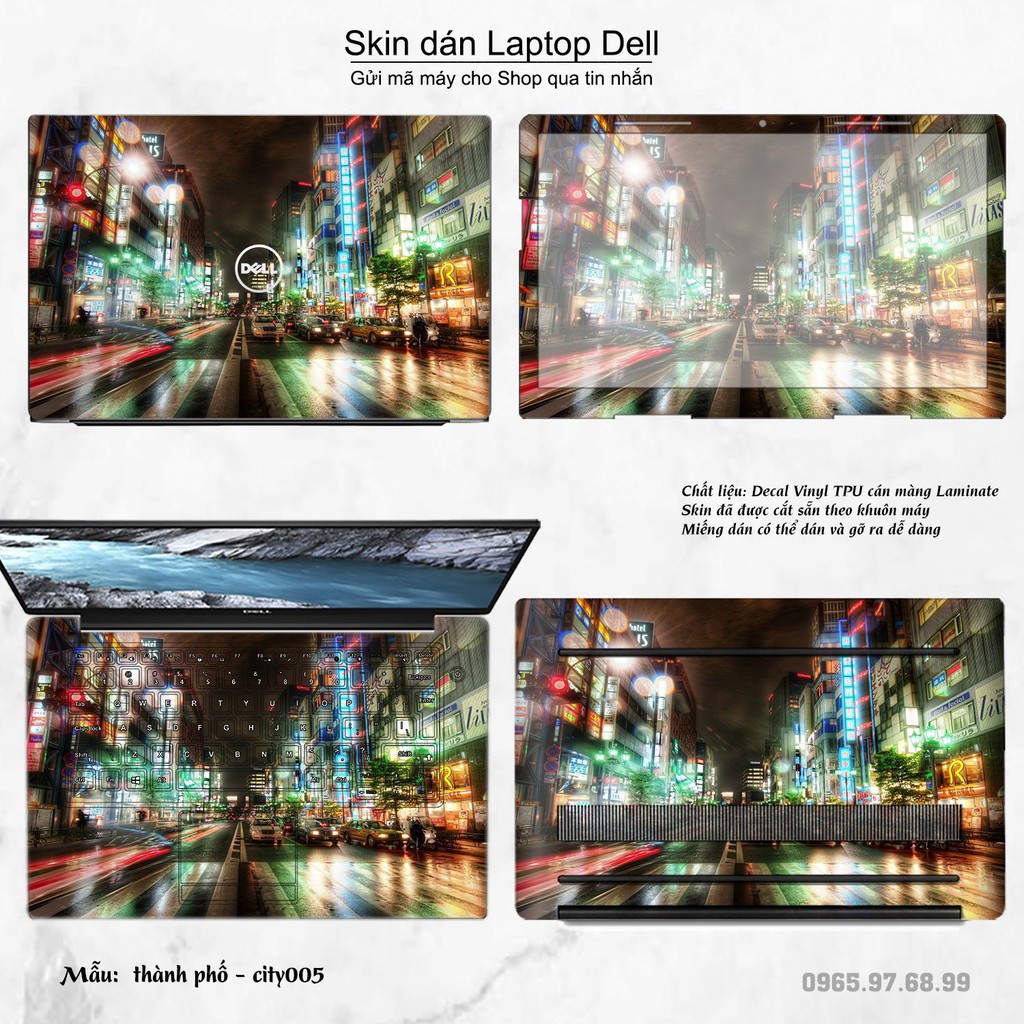 Skin dán Laptop Dell in hình thành phố (inbox mã máy cho Shop)
