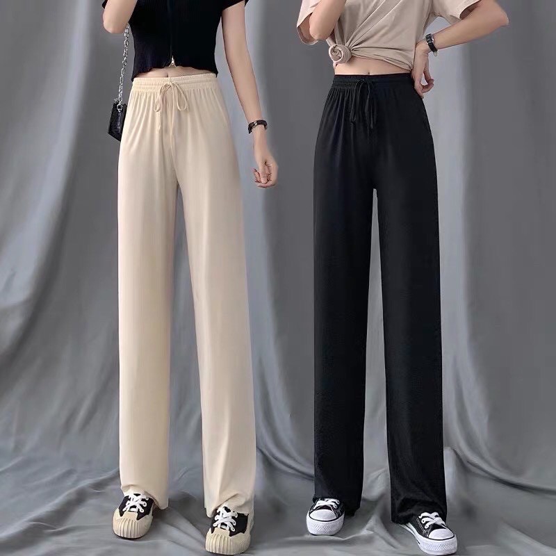 [ẢNH THẬT + VIDEO] Quần ống suông rộng culottes gân tăm mềm mát.