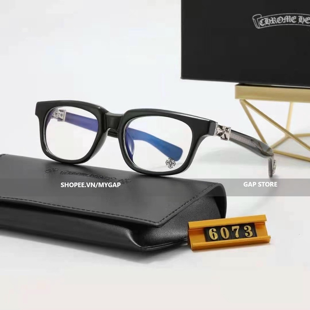 Kính mắt nam nữ Chrome heart thời trang , gọng kính vuông nhựa Acetate bền đẹp 6073