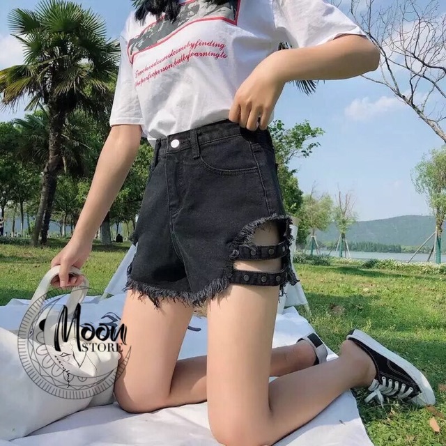 ẢNH THẬT Ở CUỐI - SHORT DENIM ĐAI ĐÙI 2 MÀU ĐEN VÀ XANH JEAN