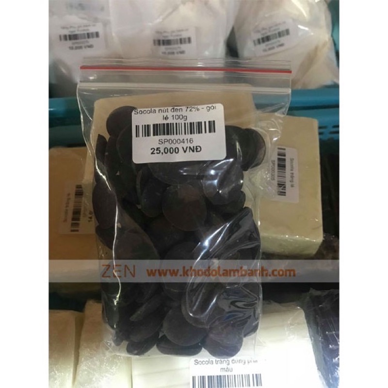 Socola nút đen 72% - gói lẻ 100g