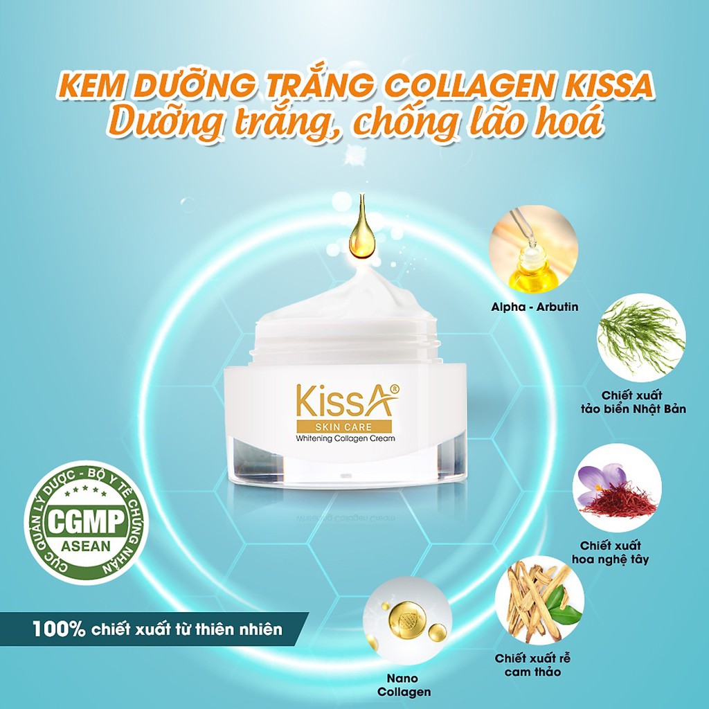Kem dưỡng trắng da collagen chống lão hoá KissA
