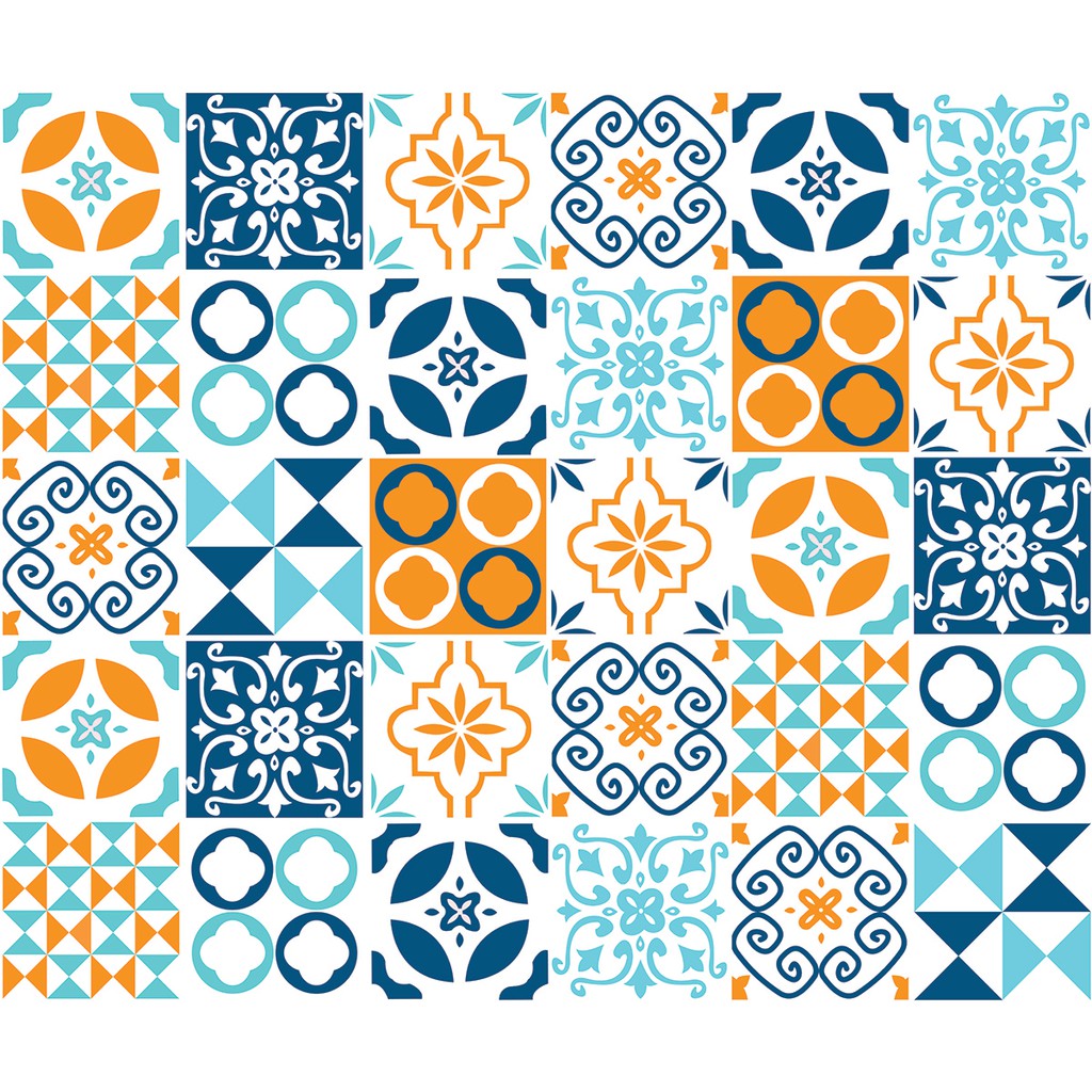 Decal Gạch Bông H85 - Set 30 ô 20x20cm - Decal Dán tường, Dán bếp, Trang trí nhà cửa - Viet Decor