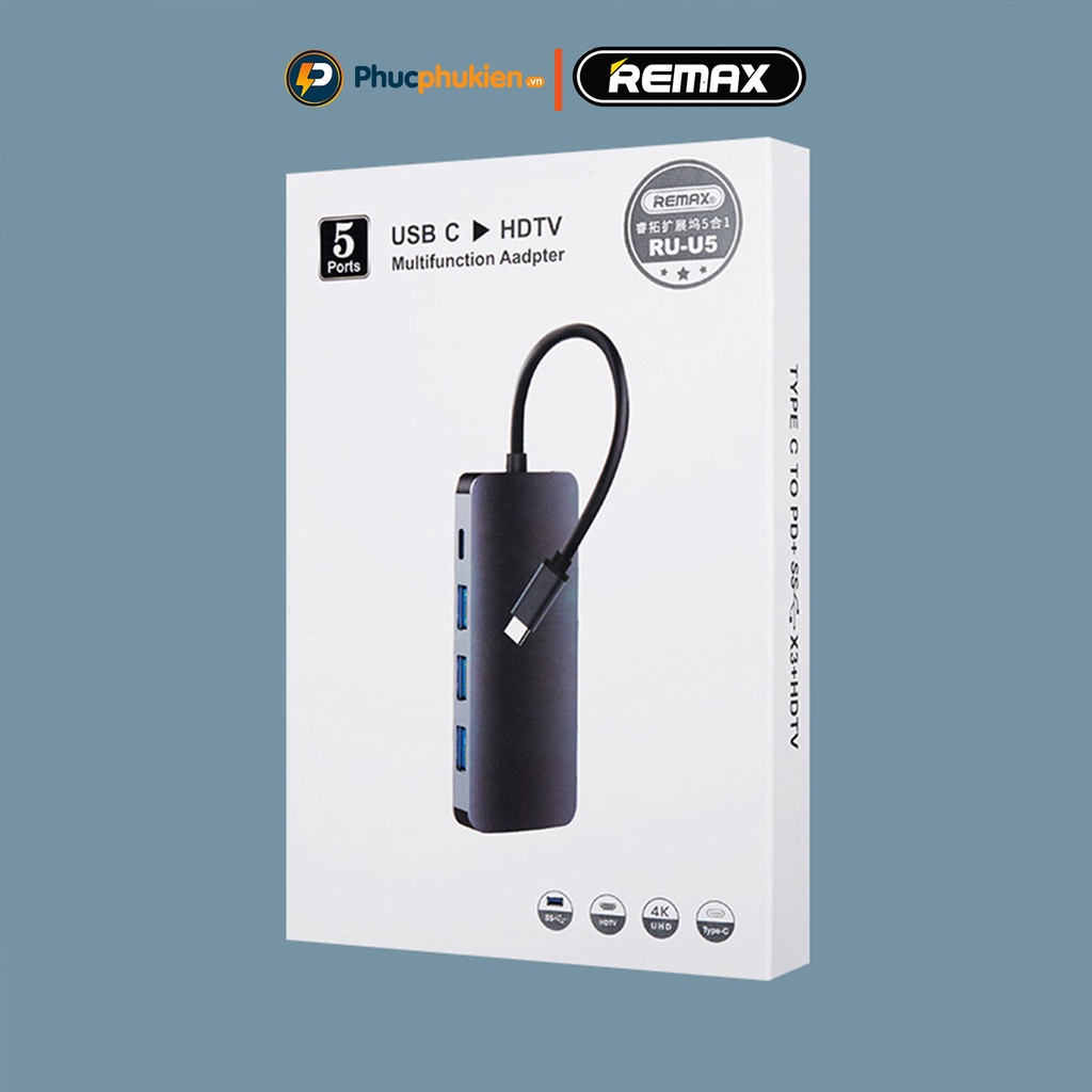 Hub chuyển đổi đa năng 9 in 1 Remax RU-U91 cổng chia usb mở rộng kết nối chuyển đổi cho Mac và Laptop Phúc Phụ Kiện