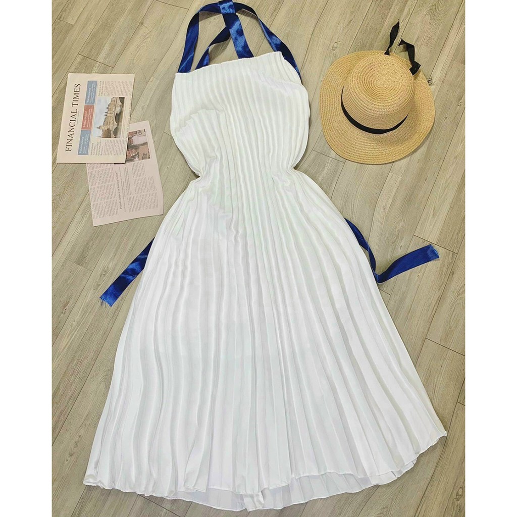 Đầm maxi trắng 2 dây dập ly hở lưng thắt 2 kiểu đi biển dã ngoại sống ảo XUKA-DRESS MT014-chất Chiffon rất đẹp | BigBuy360 - bigbuy360.vn
