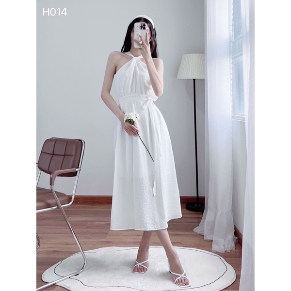 Đầm cổ yếm xoắn ngực dây eo Susan BT128