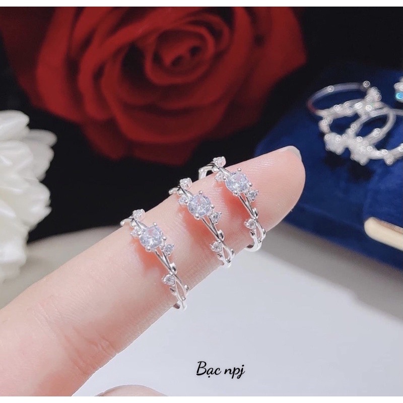 Nhẫn nữ đính đá ⚡️ Siêu Xinh ⚡️ GIÁ RẺ , Nhẫn hoa lá cành , Bạc Ta- Bạc Npj