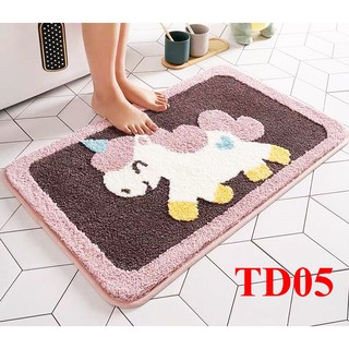 Thảm lau chân 3D lông dày siêu thấm mềm mại chống trơn trượt