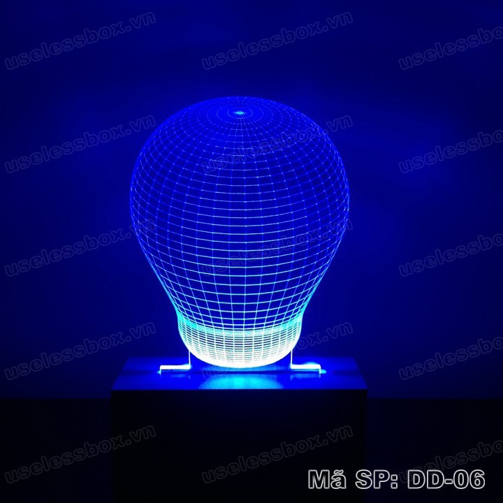 Đèn ngủ 3D đế gỗ❤️FREESHIP❤️ - Hình bóng đèn Bulb - 16 màu có remote