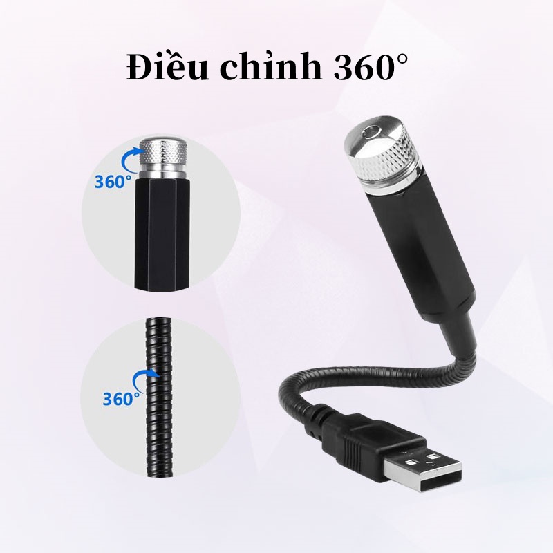 Đèn Led Chiếu Trần Xe Hơi, Đèn LED USB chiếu hình bầu trời sao, tạo bầu không khí thích hợp trang trí bên trong xe hơi