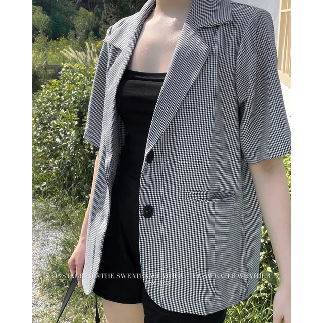 Áo khoác blazer ziczac kẻ nhỏ đệm vai tay lỡ the.sweaterweather TSW (ảnh thật) | WebRaoVat - webraovat.net.vn