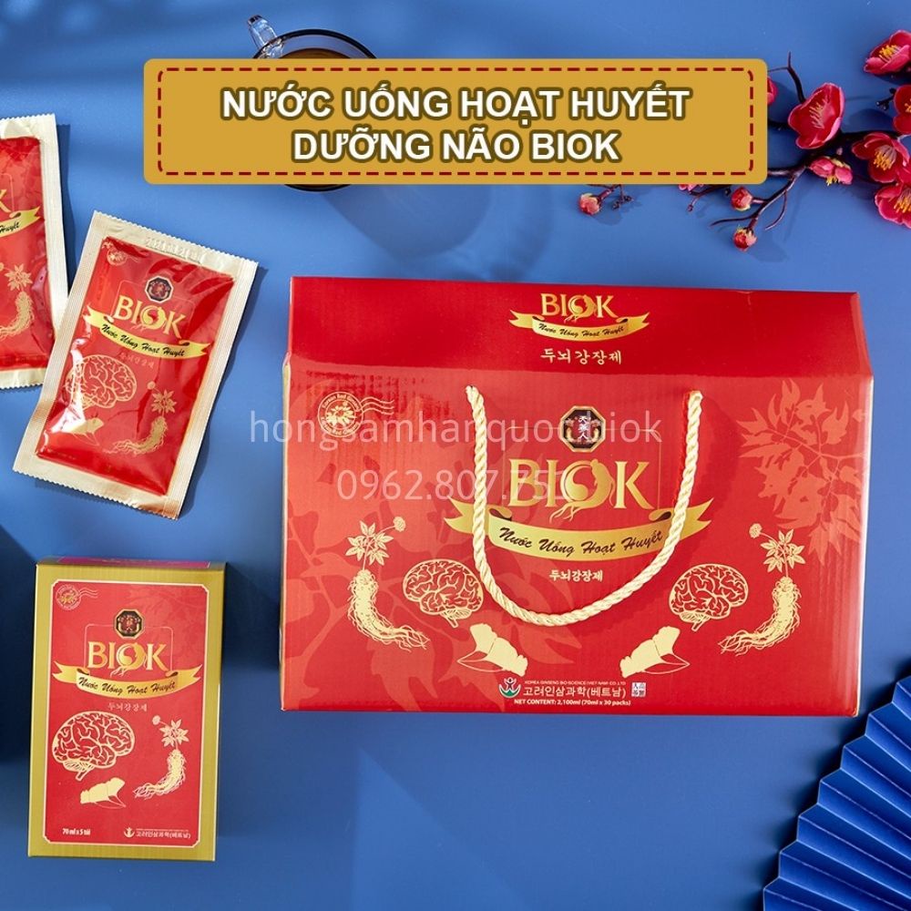 Nước uống hoạt huyết dưỡng não Hàn Quốc BIOK 30 gói 70ml, Thực phẩm hỗ trợ lưu thông máu, tăng tuần hoàn máu bổ não