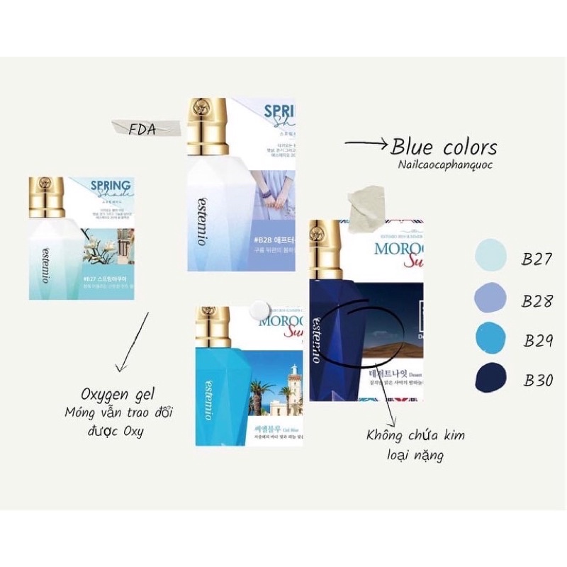 Chính hãng- FreeshipSơn gel cao cấp Hàn Quốc Estemio tone màu xanh blue ( gía lẻ 1 chai)