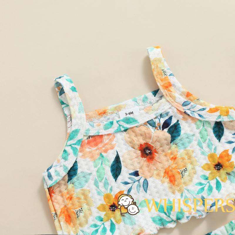Set Áo Hai Dây + Quần Dài Ống Loe Họa Tiết Hoa Thời Trang Mùa Hè Cho Bé Gái