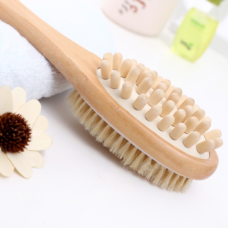 Bàn Chải Tắm massage Cơ Thể Hai Mặt Lông Tự Nhiên Tốt Cho Sức Khỏe