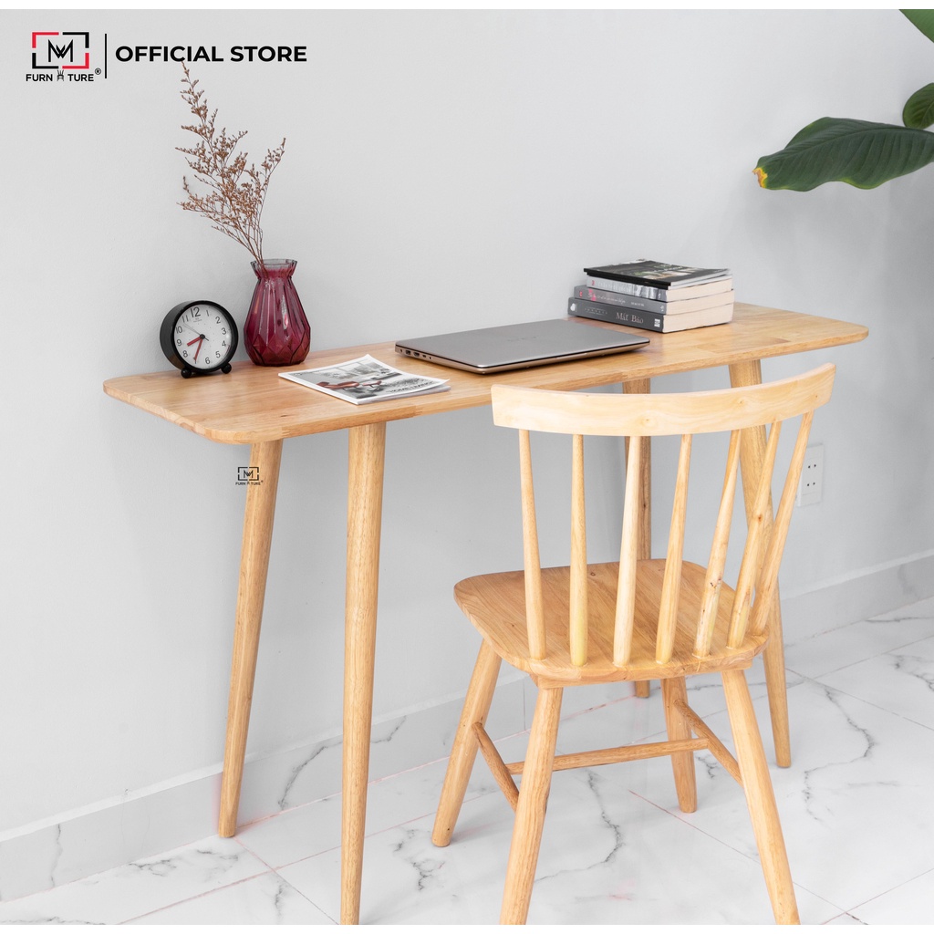 Nowship hcm - Bàn làm việc gỗ cao su cao cấp Long Table không vạt thương hiệu MW FURNITURE