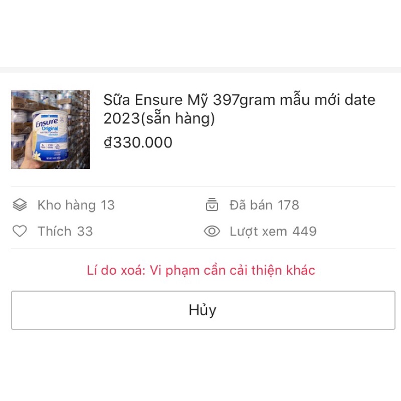 Sữa bột Ensure Mỹ Original Nutrition Powder 400g