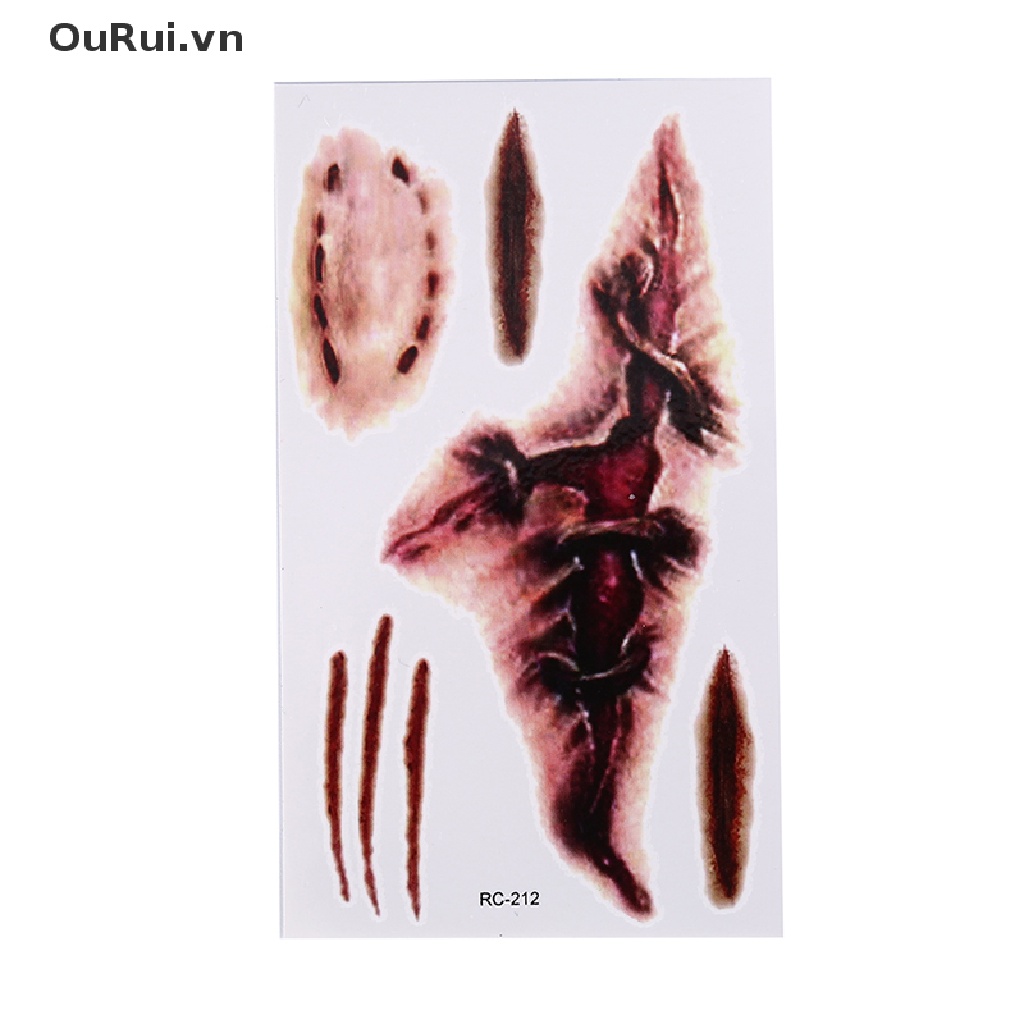 Bộ 5 Hình Xăm Dán Vết Thương Kinh Dị Dùng Hóa Trang halloween