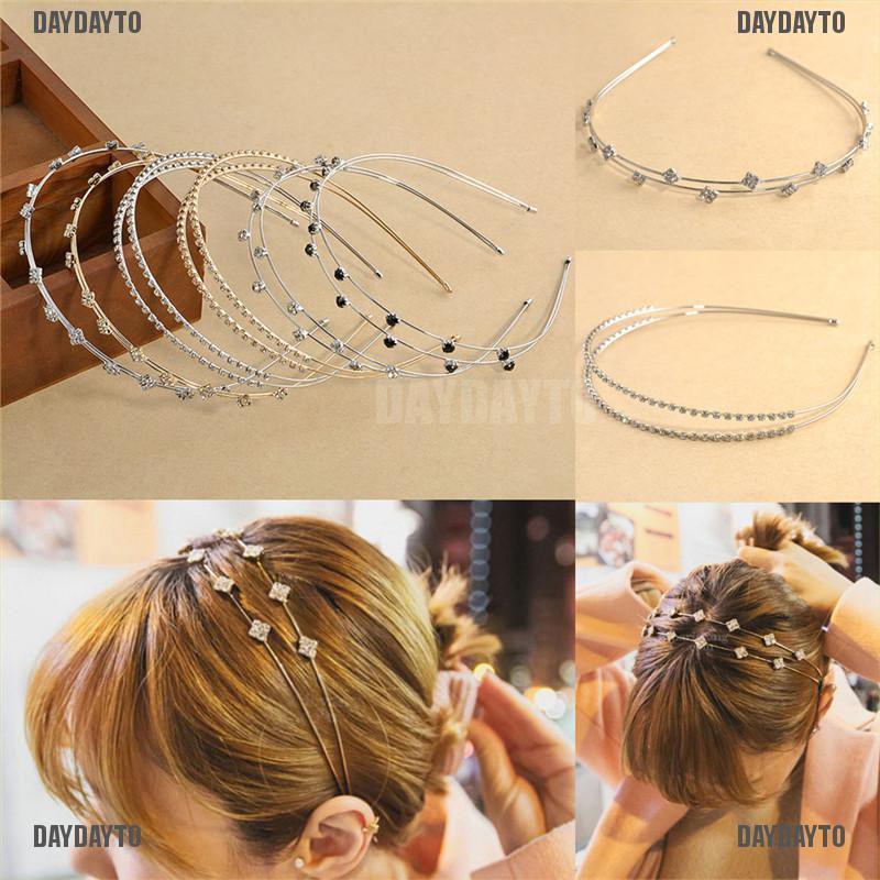 Băng Đô Cài Tóc Bằng Kim Loại Đính Đá Pha Lê Thời Trang 2017 Cho Nữ