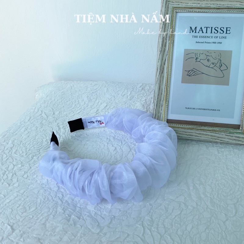 BỜM / CÀI TÓC NHÚN 2 LỚP VẢI PHI PHỐI VOAN - [ Nhà Nấm handmade ]