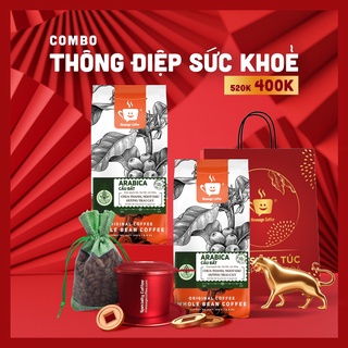 Quà tặng cà phê Combo Thông Điệp Sức Khoẻ Arabica Cầu Đất cao cấp, tiết kiệm, túi quà tết tặng người thân ý nghĩa
