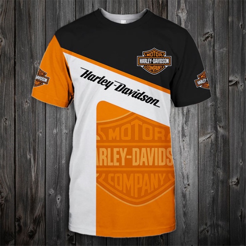 Áo Thun Tay Ngắn Cổ Tròn Dáng Rộng In Logo Xe Hơi Harley 3d Kiểu Âu Mỹ Thời Trang Mùa Hè 2022 Cho Nam