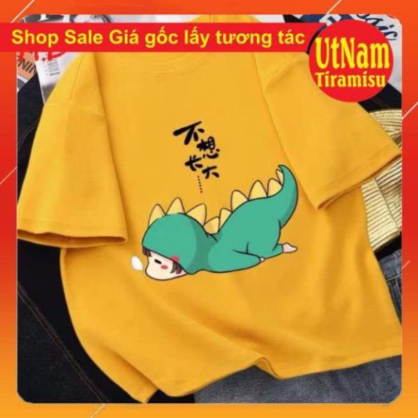 [SALE GIÁ GỐC] Áo phông Khủng long nằm sấp ngủ 🌸kiểu dáng unisex🌸Freesize 55kg🌸phong cách Hàn Quốc ! !