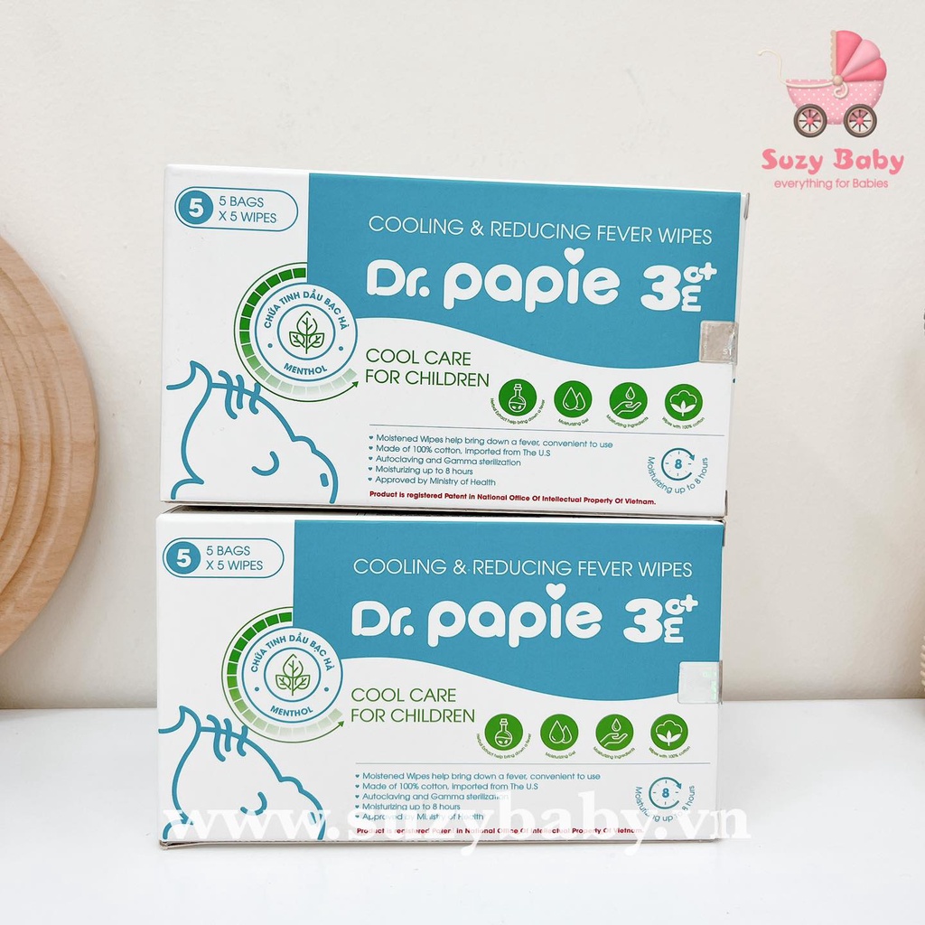 KHĂN LAU HẠ SỐT CHO TRẺ SƠ SINH DR.PAPIE, Suzy baby