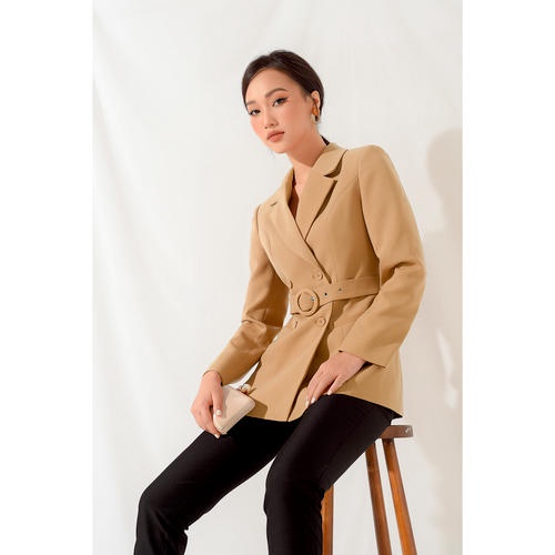 Áo Vest Cổ Bẻ Đính cúc kèm đai MMOutfit V0820153