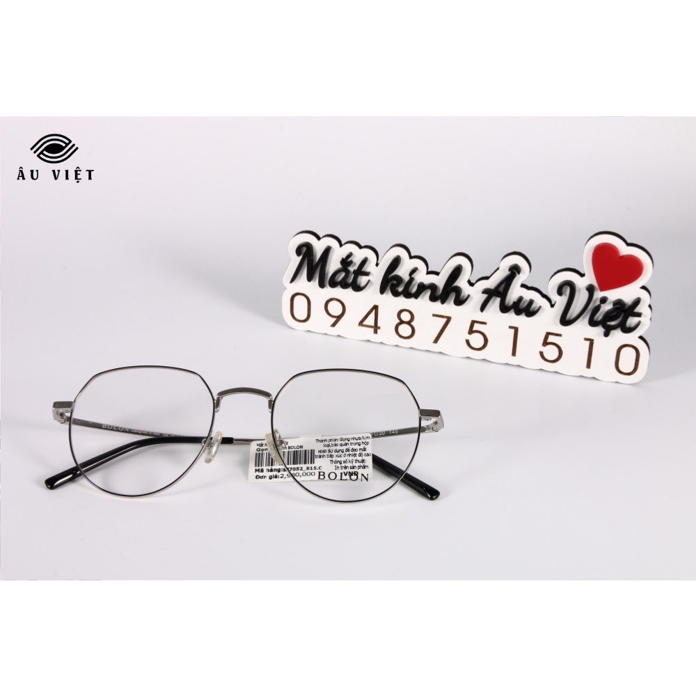 Gọng kính BOLON BJ-7052 màu bạc viền đen Full box
