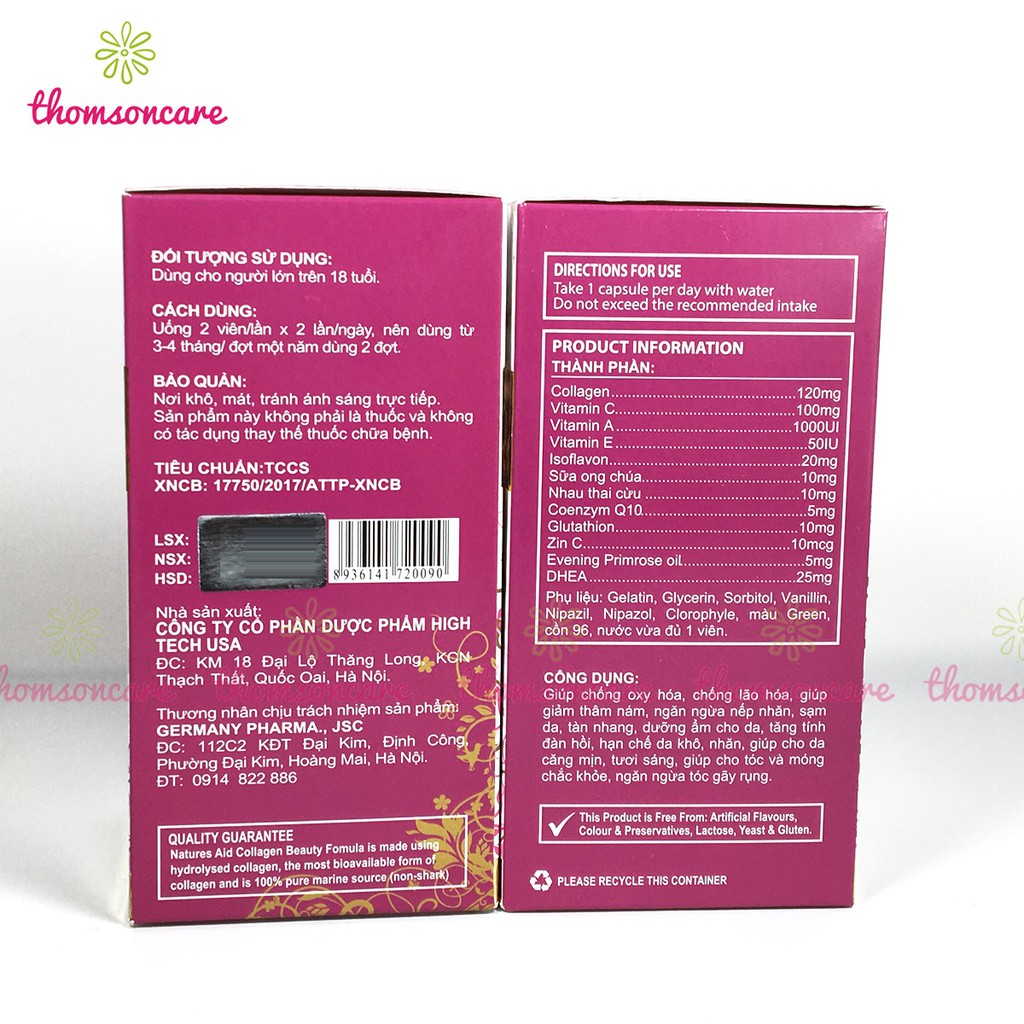 Bổ sung nội tiết tố từ Collagen thủy phân - Collagen +C hộp 60v có thêm vitamin C, E, glutathion và mầm đậu nành | BigBuy360 - bigbuy360.vn