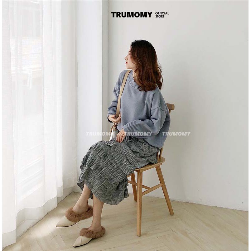 Chân váy 8 tầng nhũ dài midi có dập ly nhỏ Quảng Châu 2 lớp, cạp cao, lưng thun- Trumomy | BigBuy360 - bigbuy360.vn