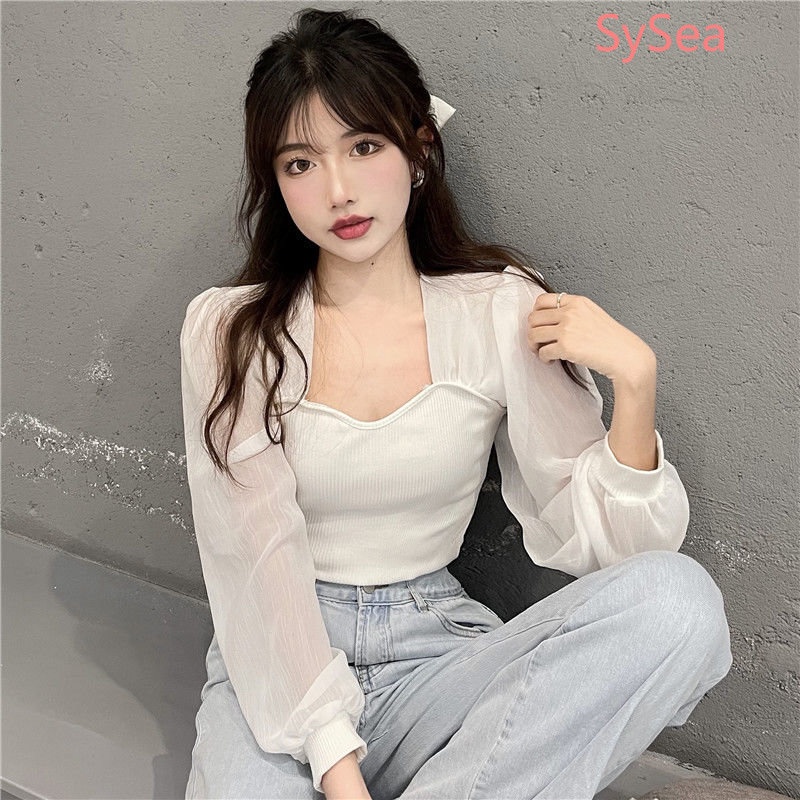 Áo Dệt Kim Cổ Vuông Thời Trang Mùa Thu Pháp Dành Cho Nữ