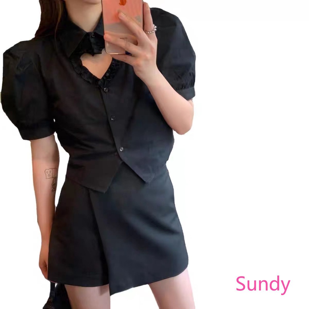 Áo Sơ Mi Cổ Bẻ Phối Ren Họa Tiết Trái Tim Ngọt Ngào Thời Trang Mùa Hè Cho Nữ