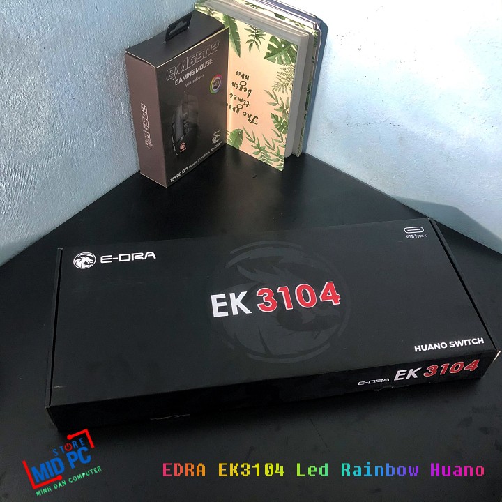Bàn Phím Cơ Gaming EDRA EK3104 Led Rainbow Huano Switch - Dây Cáp TypeC Phiên Bản Mới nhất - BH chính hãng 24 tháng