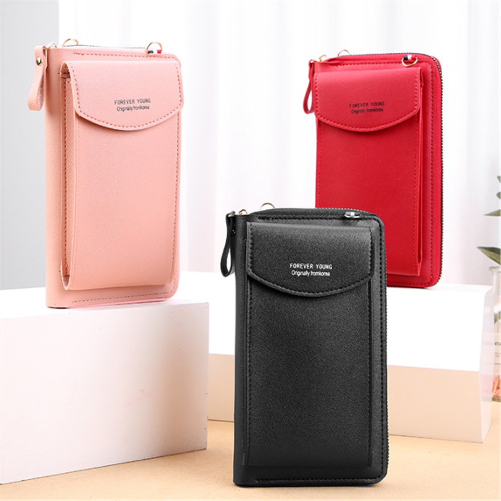 Túi da đeo vai có dây kéo 7 màu