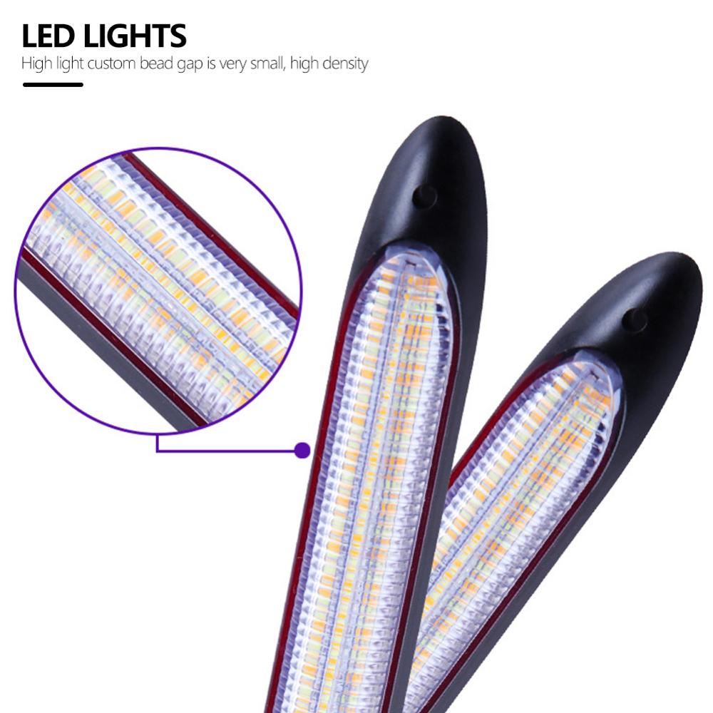 2PCS Đèn LED xe hơi phổ thông Ban ngày Đèn chiếu sáng DRL Đèn báo rẽ Tín hiệu tuần tự Ánh sáng ban ngày được sửa đổi Tự động 12V