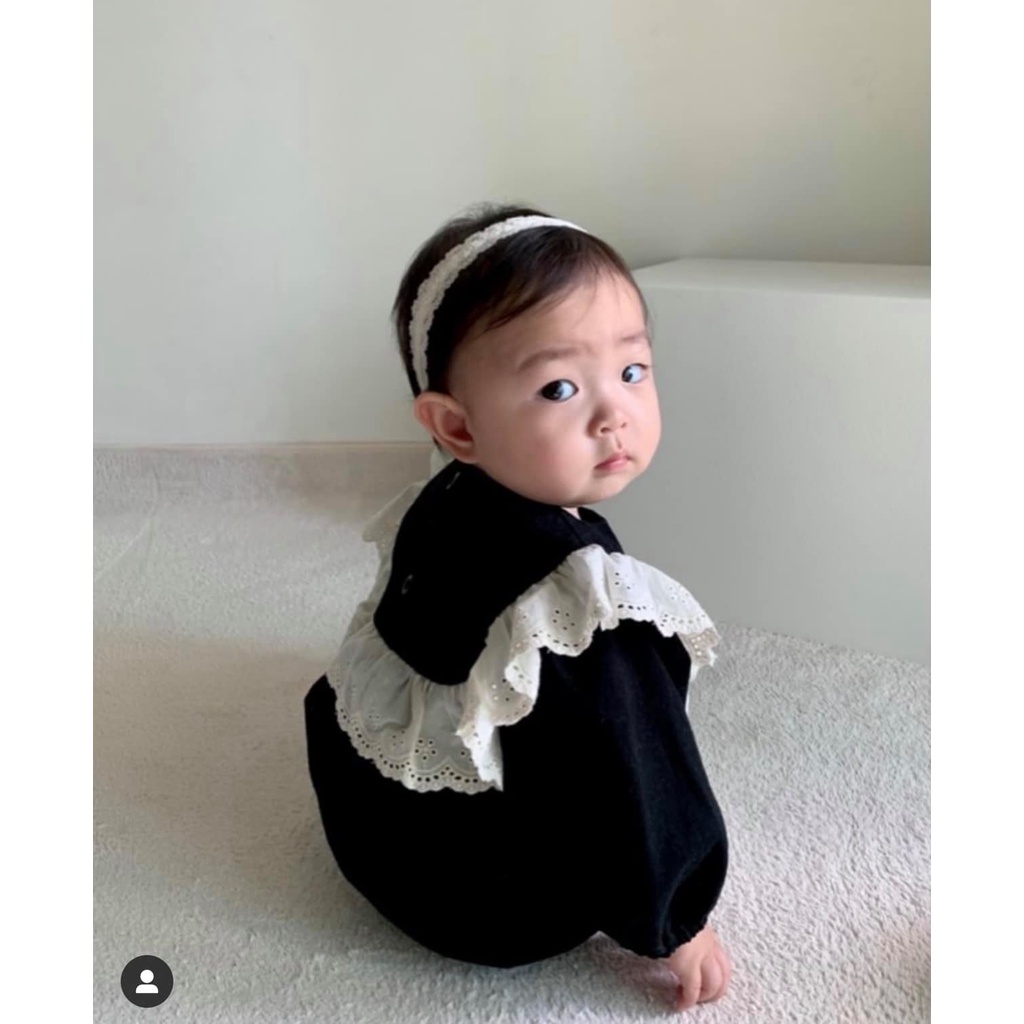 Anne Bodysuit Viền ren nội địa hàn quốc dành cho bé gái màu Đen, Trắng