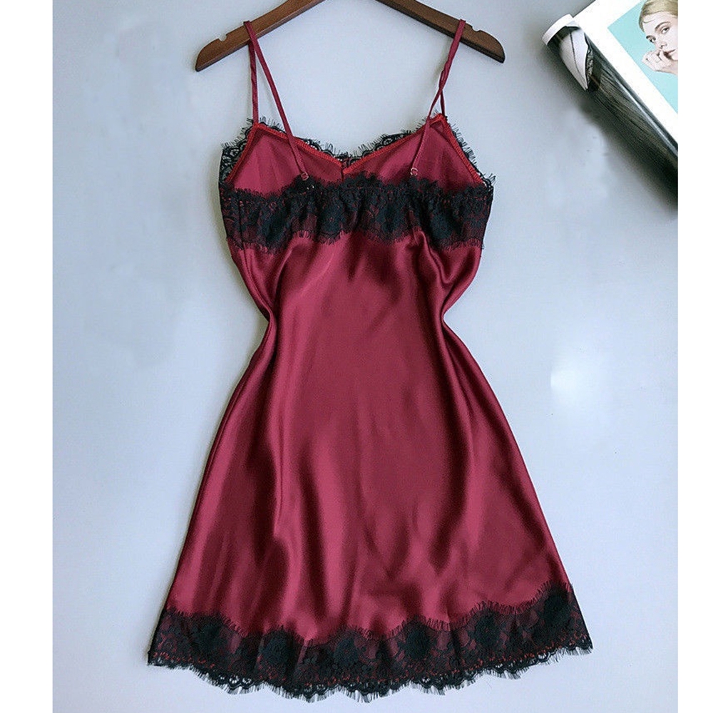 Set đồ ngủ lụa satin phối ren quyến rũ