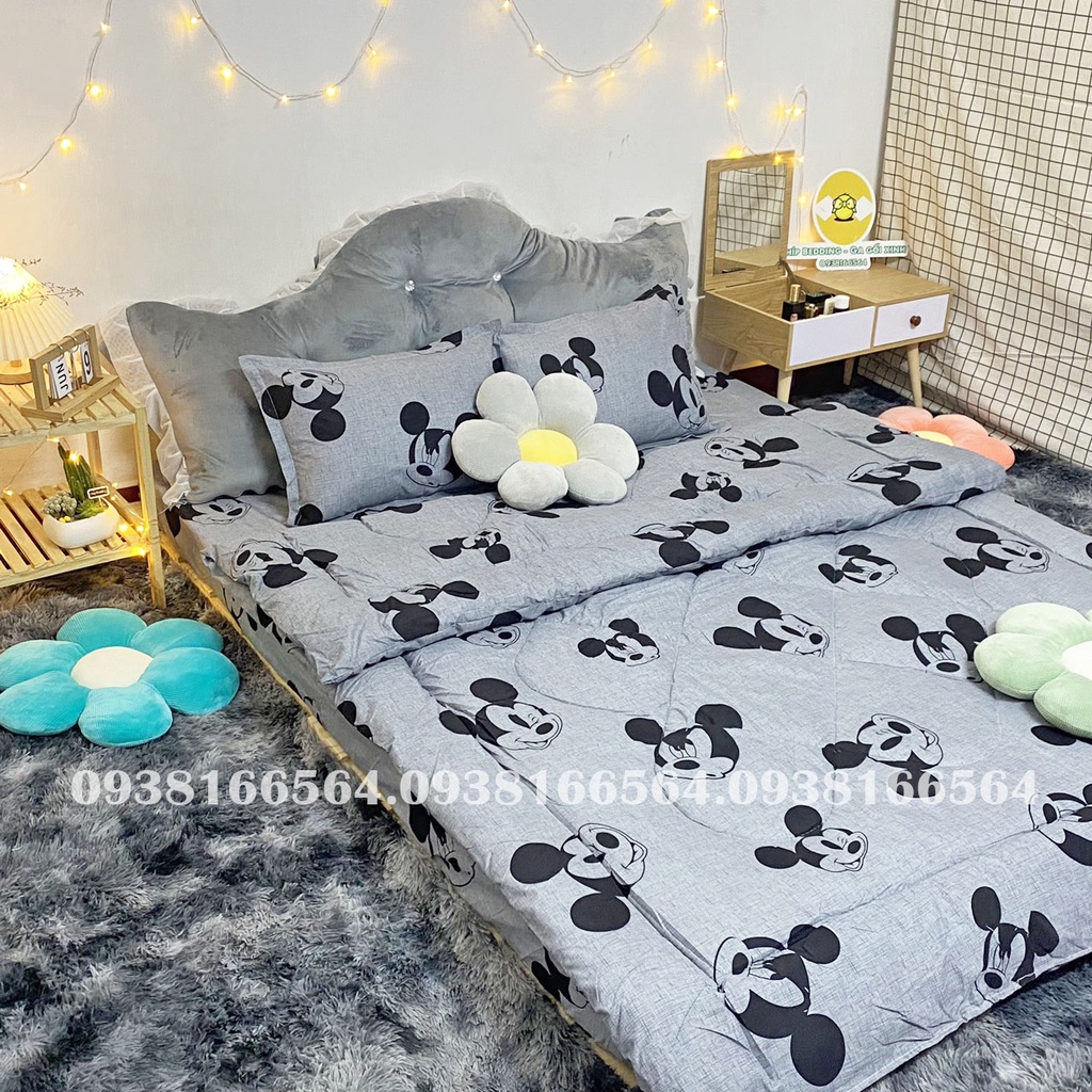 TRỌN BỘ COTTON POLY 5 MÓN CHĂN PHAO DÀY DẶN HÀNG VN CHUỘT XÁM  - ĐỦ KÍCH THƯỚC