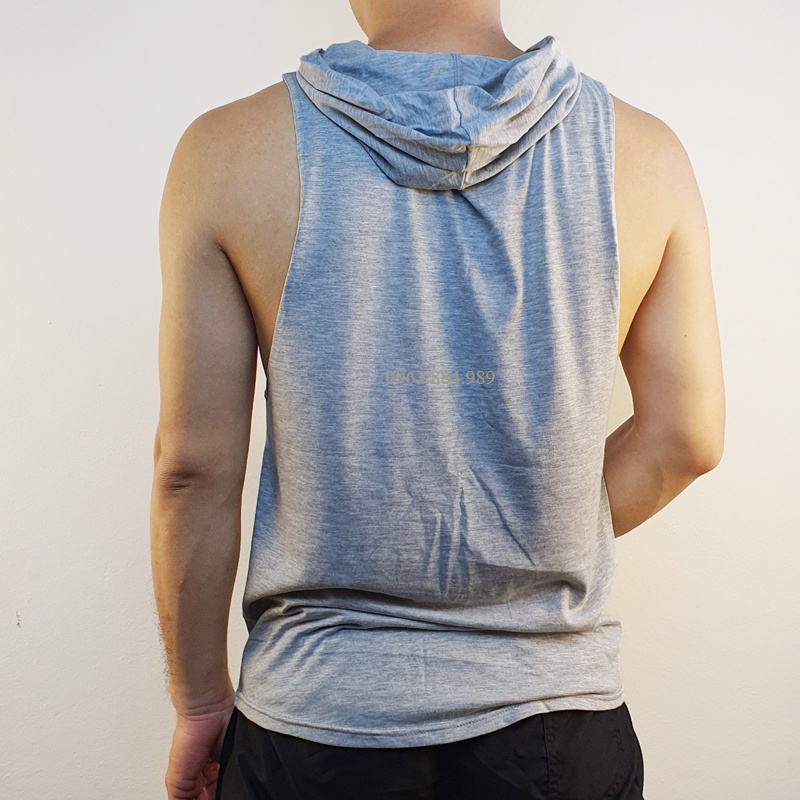 Áo ba lỗ chất cotton có mũ A.203 cho anh em chơi thể thao, tập gym thoải mái, thoáng mát cho anh em