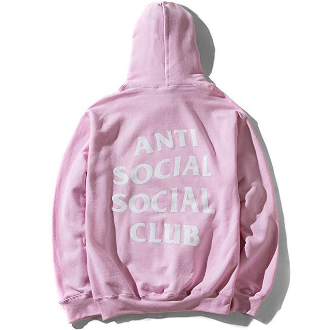 Áo hoodie màu hồng in chữ Anti Social Club B - Premium