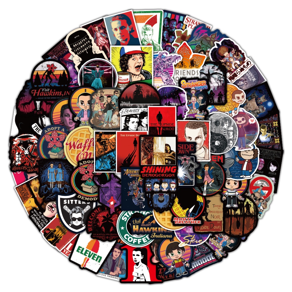 Bộ 10/50 Sticker Stranger Things Dán Trang Trí Laptop, Ván Trượt
