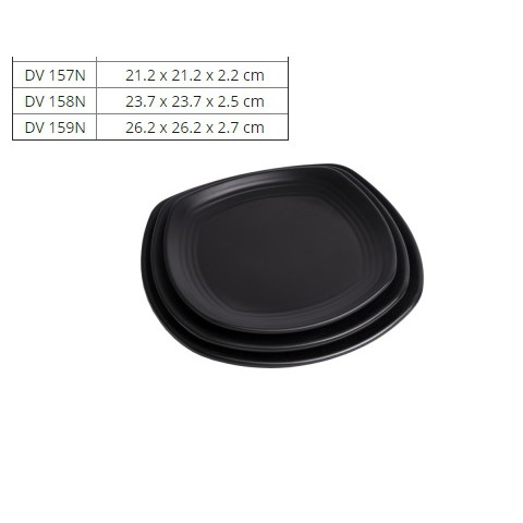 Dĩa Nhựa Vuông Melamine Đen Nhám -DV159N