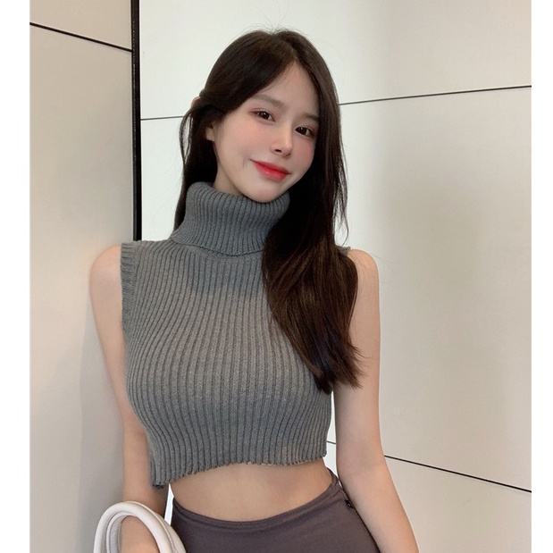 Áo Dệt Kim Nữ Cộc Tay Cổ Lọ Thời Trang Hàn