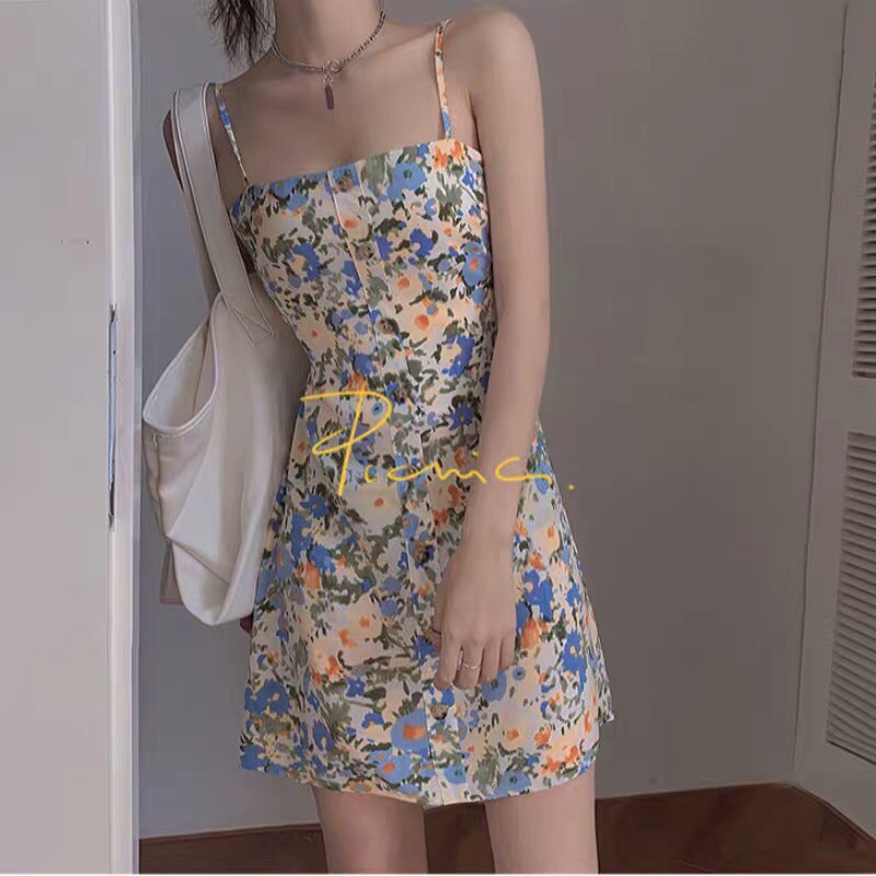 [ORDER][ẢNH THẬT][VÁY HAI DÂY HỞ LƯNG HOA NHÍ]