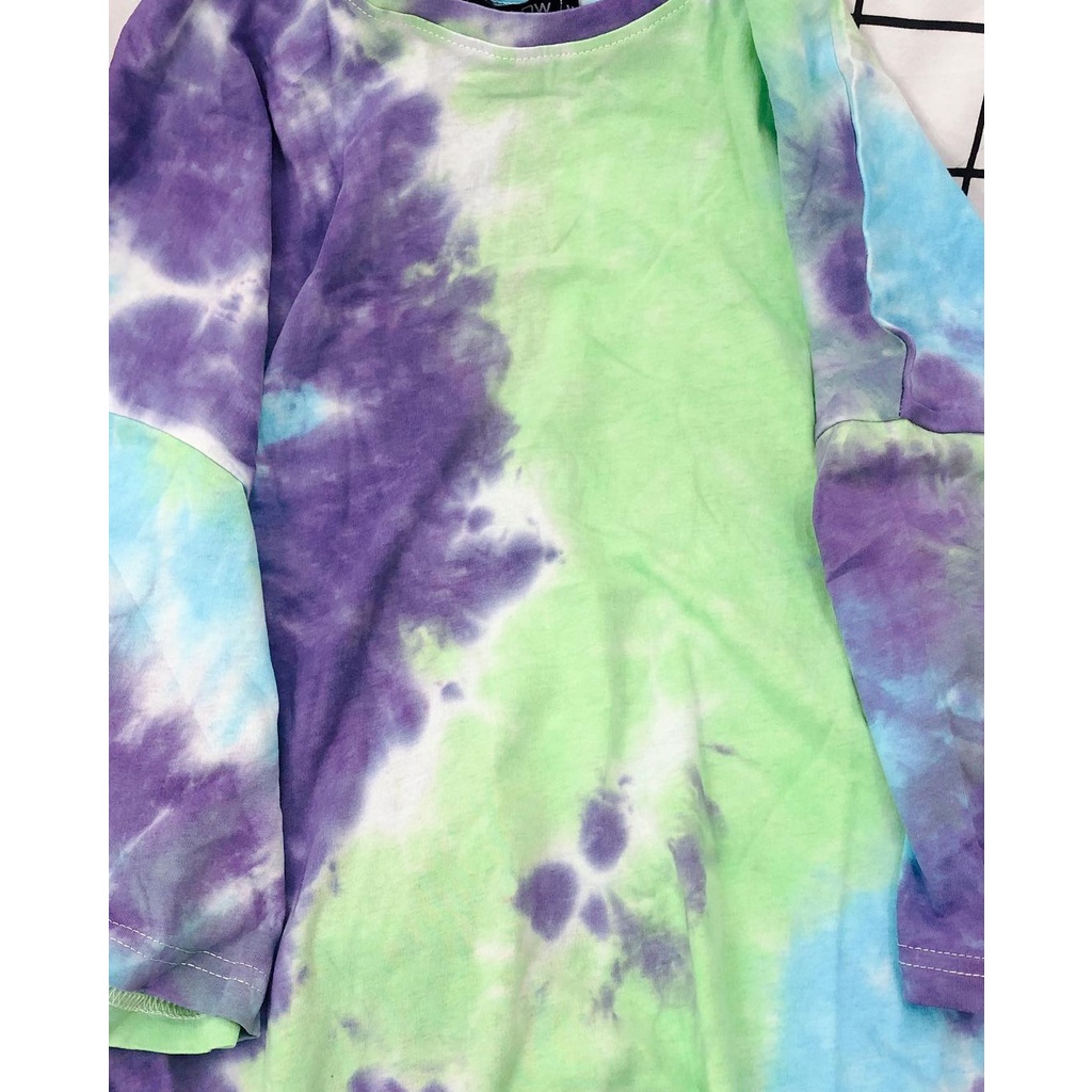 Áo phông loang màu MEANSTORE thun tye dye form rộng unisex nam nữ Ulzzang Streetwear vải mềm - Loang xanh tím